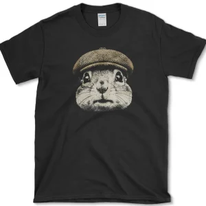 chipmunk in tweed t shirt essential tees s black essential tees whimsical squirrel graphic tees premium essential tees 1256619817