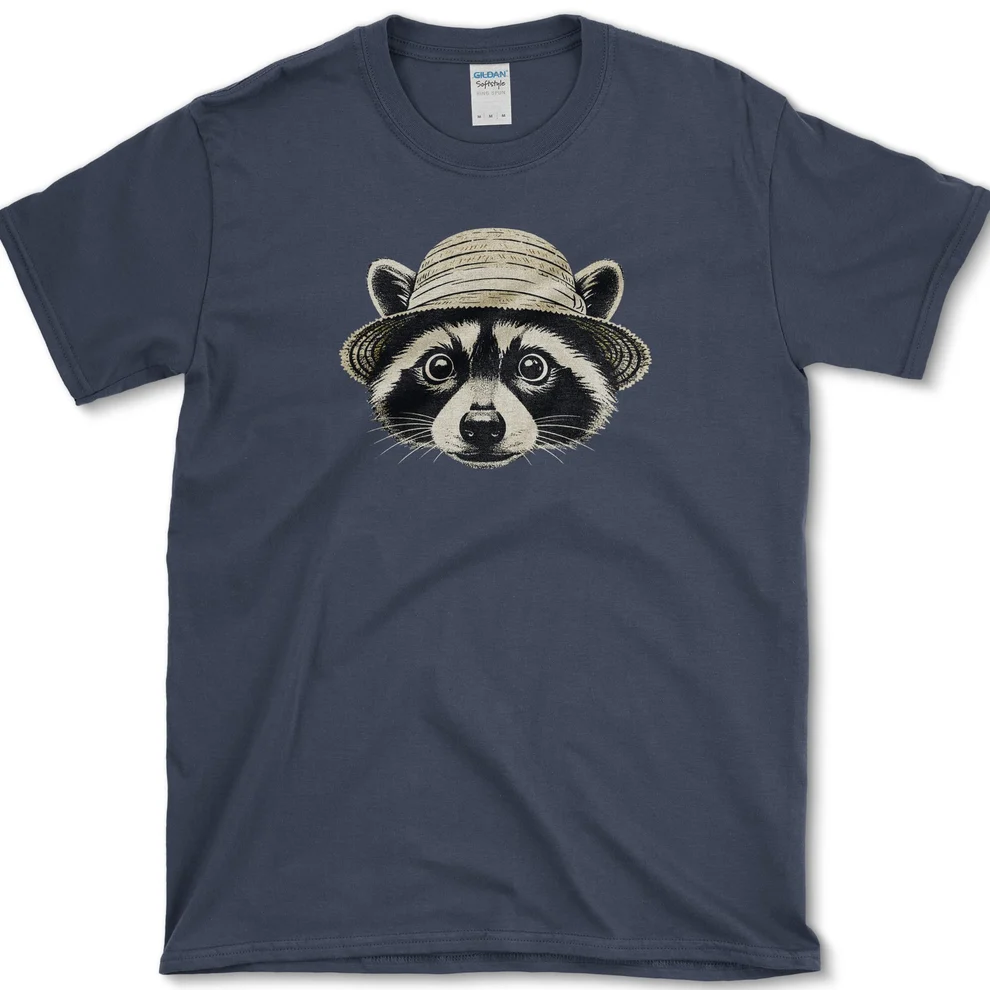 raccoon-in-straw-hat-t-shirt-essential-tees-s-navy-essential-tees-raccoon-in-straw-hat-essential-tees-premium-apparel-1256619762 Raccoon in Straw Hat T-Shirt — image 2