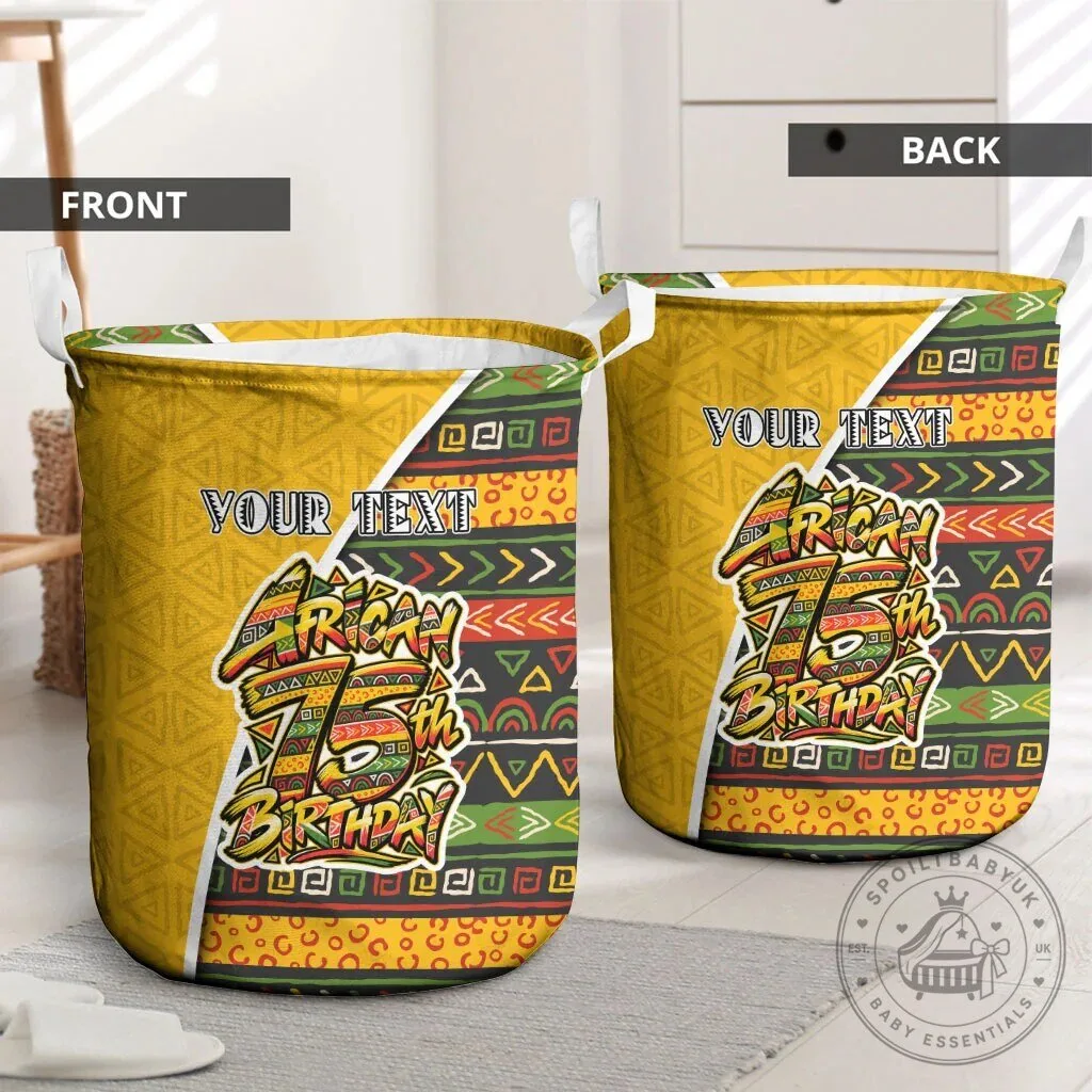 Personalized African 75th Birthday Tribal Geometric Heritage Laundry Basket 6 Personalized African 75th Birthday Tribal Geometric Heritage Laundry Basket