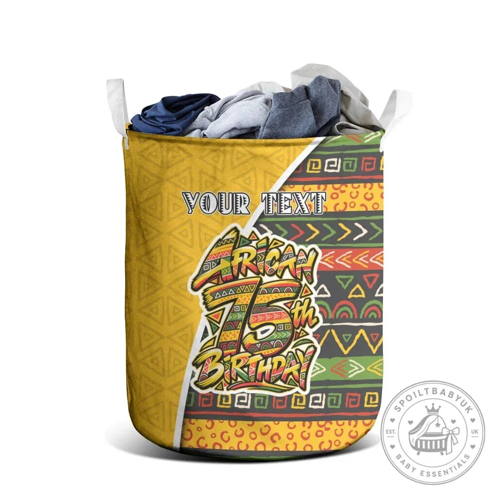 Personalized African 75th Birthday Tribal Geometric Heritage Laundry Basket 7 Personalized African 75th Birthday Tribal Geometric Heritage Laundry Basket