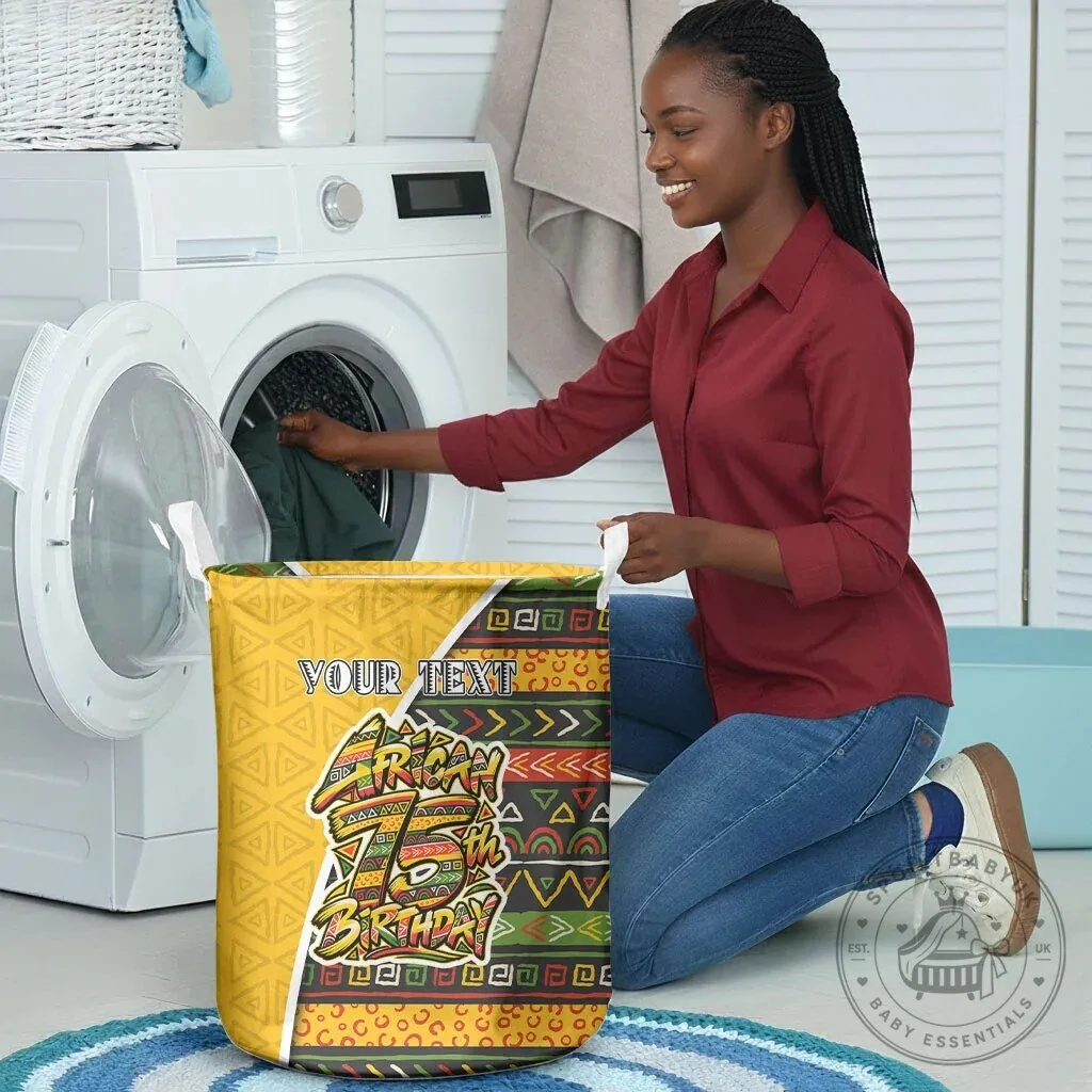 Personalized African 75th Birthday Tribal Geometric Heritage Laundry Basket 8 Personalized African 75th Birthday Tribal Geometric Heritage Laundry Basket