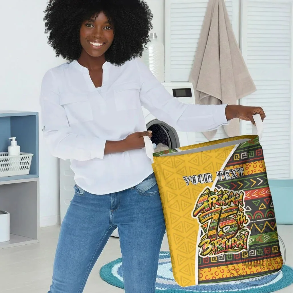 Personalized African 75th Birthday Tribal Geometric Heritage Laundry Basket 9 Personalized African 75th Birthday Tribal Geometric Heritage Laundry Basket