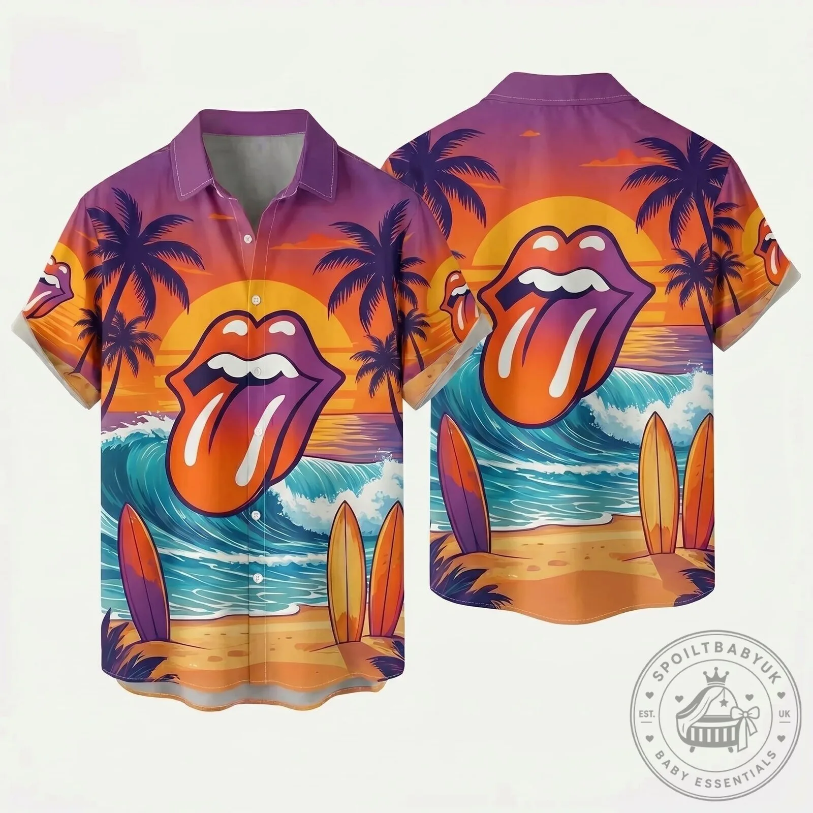 The Rolling Stones Tropical Sunset Beach Hawaiian Shirt
