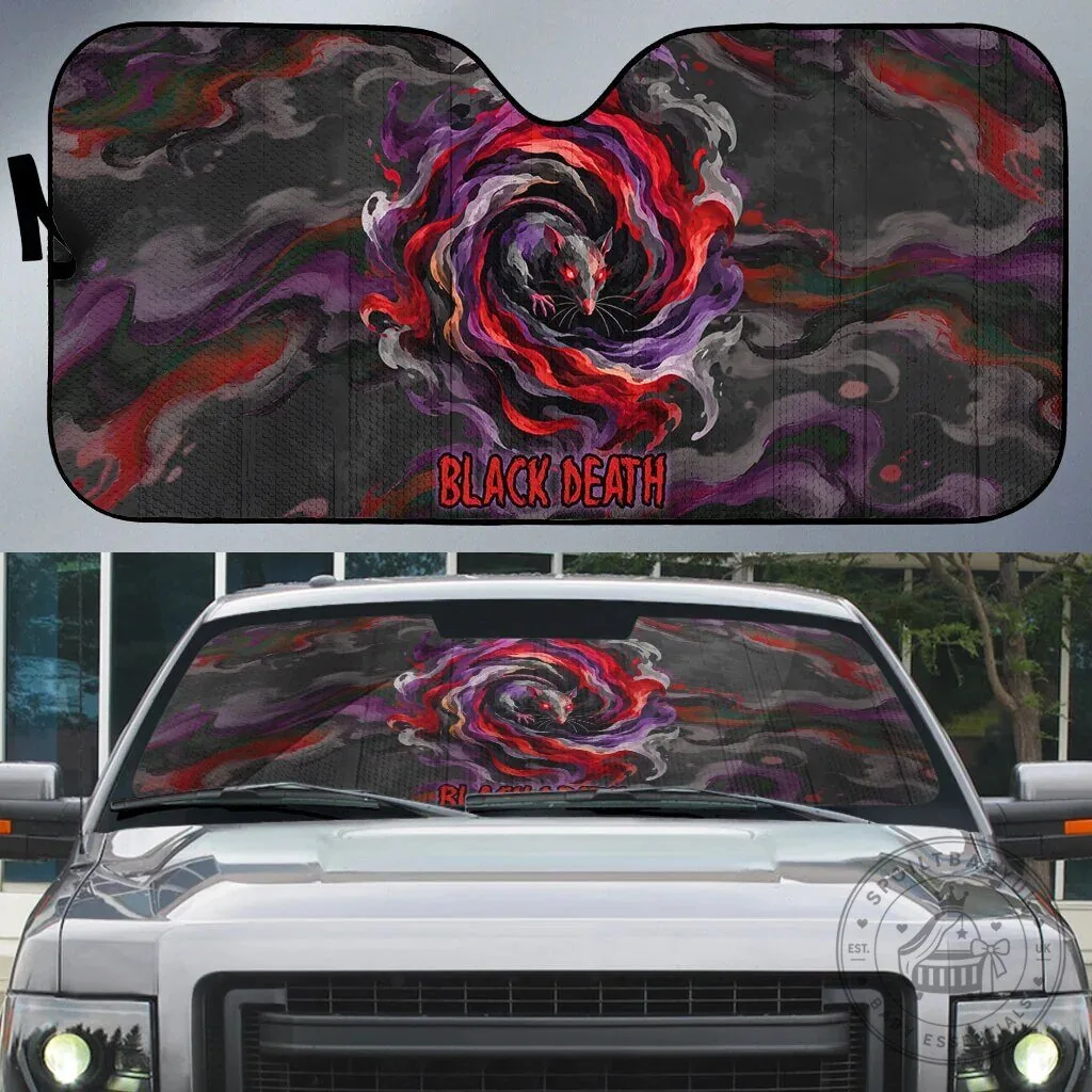 Black Death Plague Rat Swirl Dark Gothic Fantasy Car Sunshade
