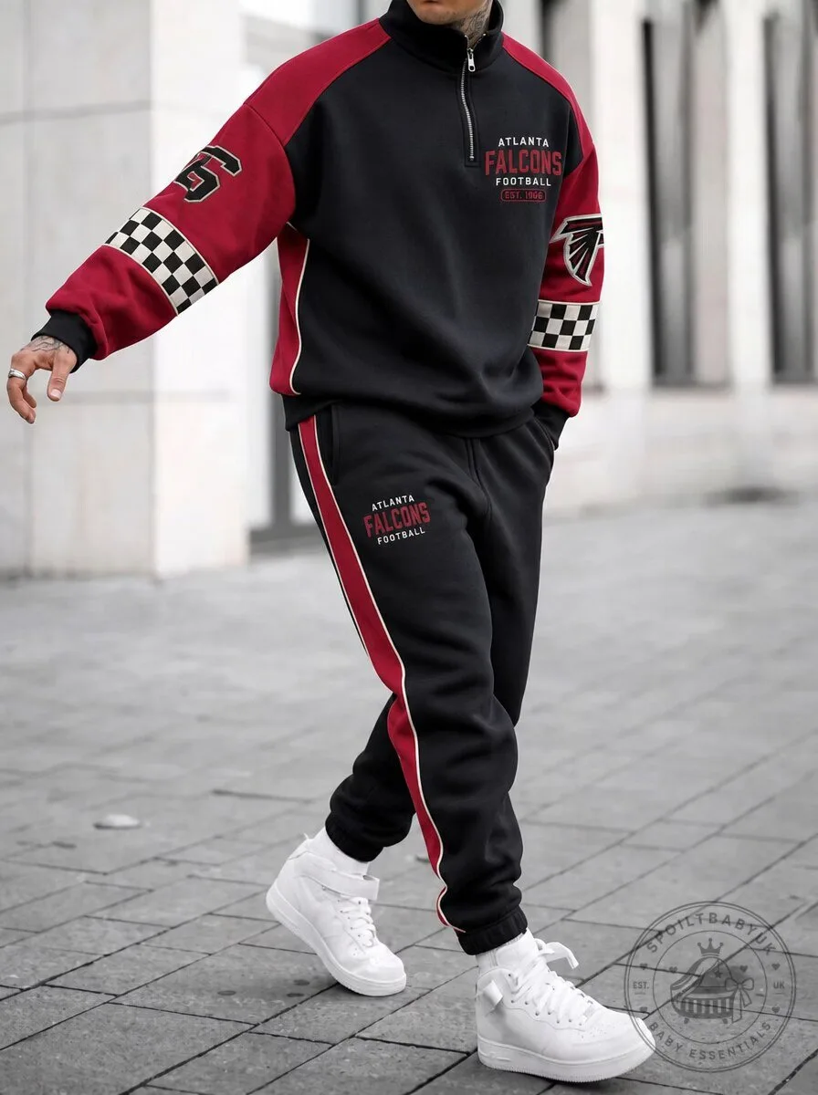 Atlanta Falcons Football Quarter Zip Pullover and Jogger Sweatpants Set