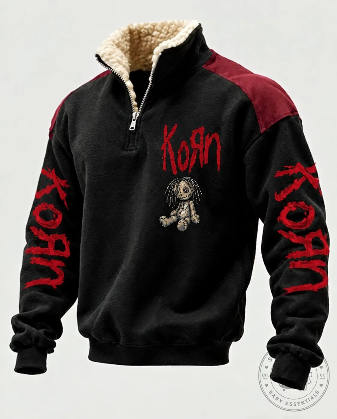 Korn Band Logo Half-Zip Sherpa Collar Fleece Sweatshirt 2 Korn Band Logo Half-Zip Sherpa Collar Fleece Sweatshirt