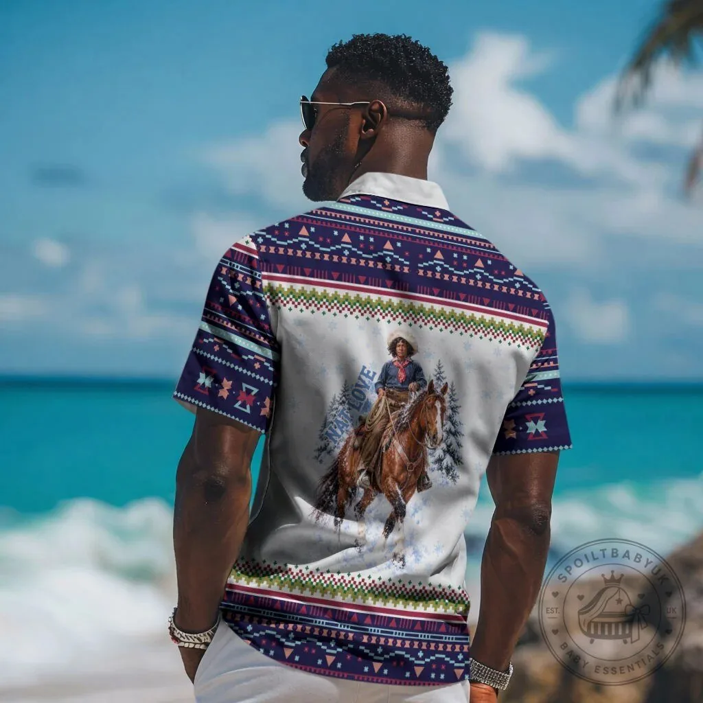 Nat Love African American Cowboy Winter Snow Fair Isle Pattern Hawaiian Shirt 11 Nat Love African American Cowboy Winter Snow Fair Isle Pattern Hawaiian Shirt