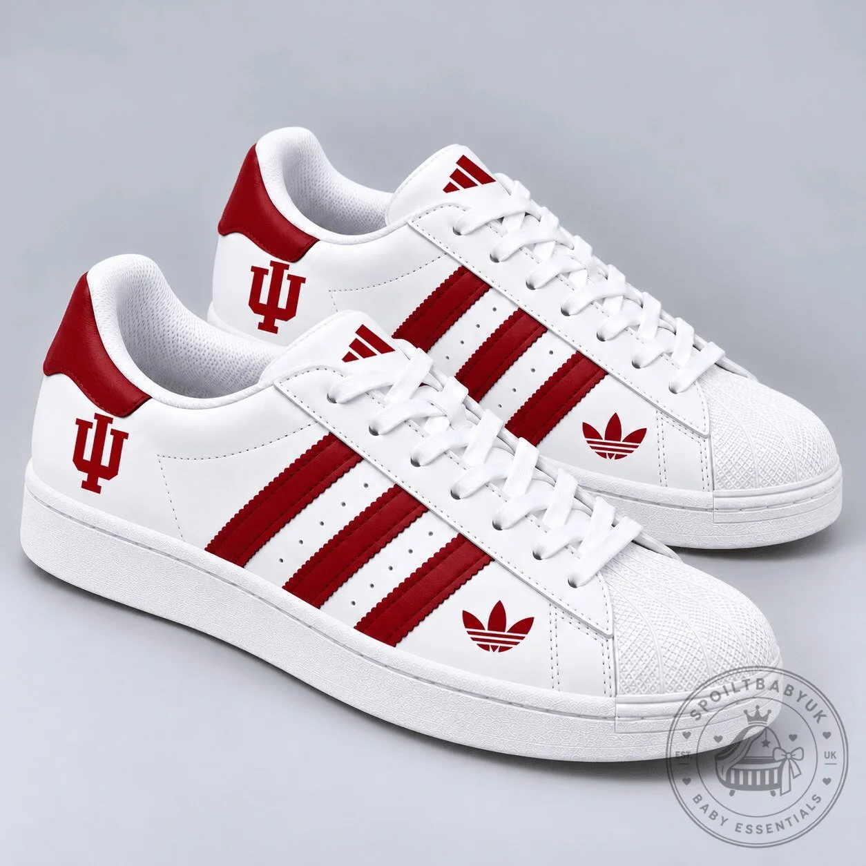 Indiana Hoosiers NCAA Team Logo White and Red Stripe Athletic Shoes