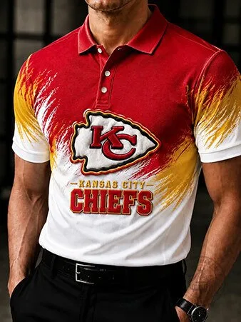 Kansas City Chiefs Football Team Logo Red and White Polo Shirt