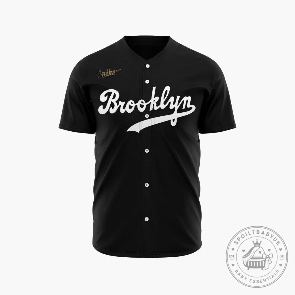 Brooklyn Dodgers Vintage Baseball Team Black Button Down Jersey