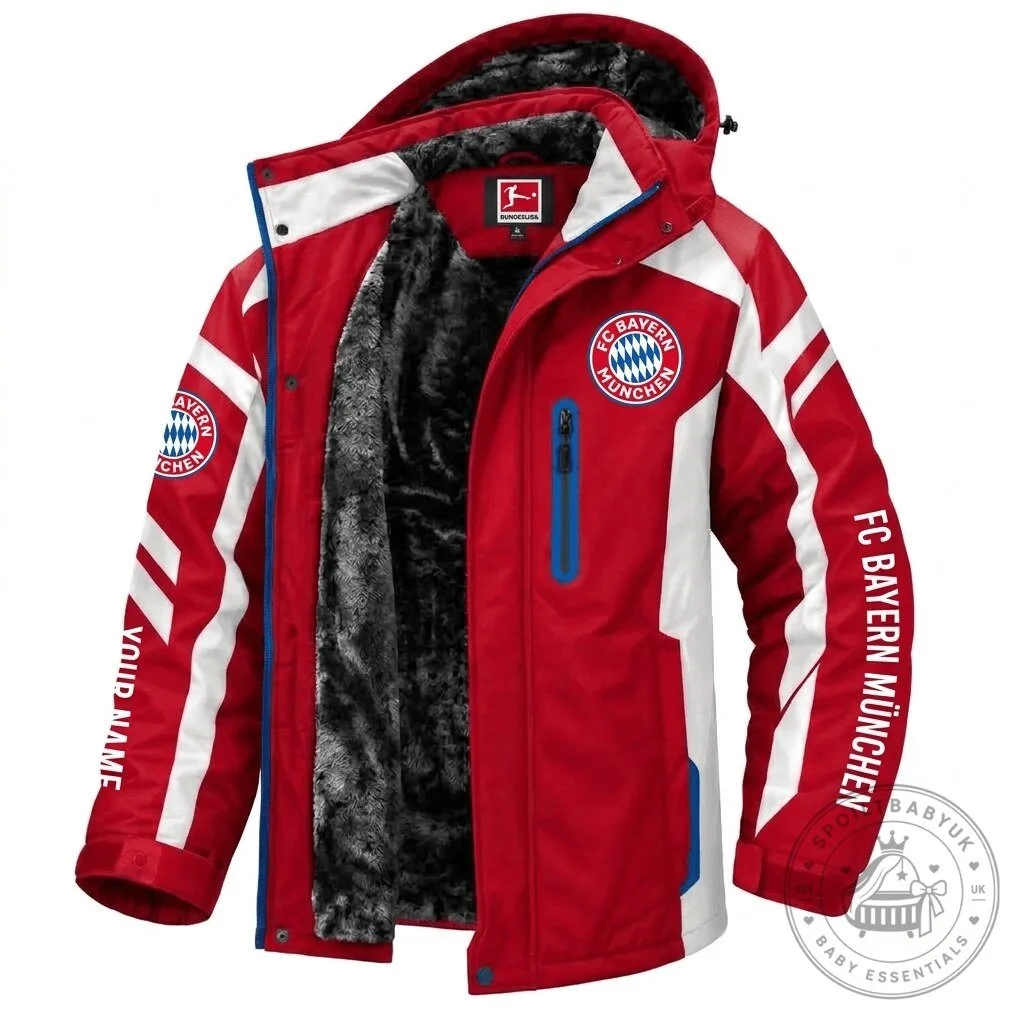 Bayern Munich Bundesliga Waterproof Winter Parka Jacket with Fur Lining