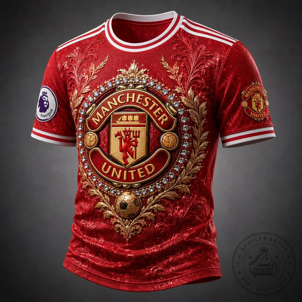 Manchester United Football Club Red Diamond Crest Short Sleeve Soccer Jersey 6 Manchester United Football Club Red Diamond Crest Short Sleeve Soccer Jersey