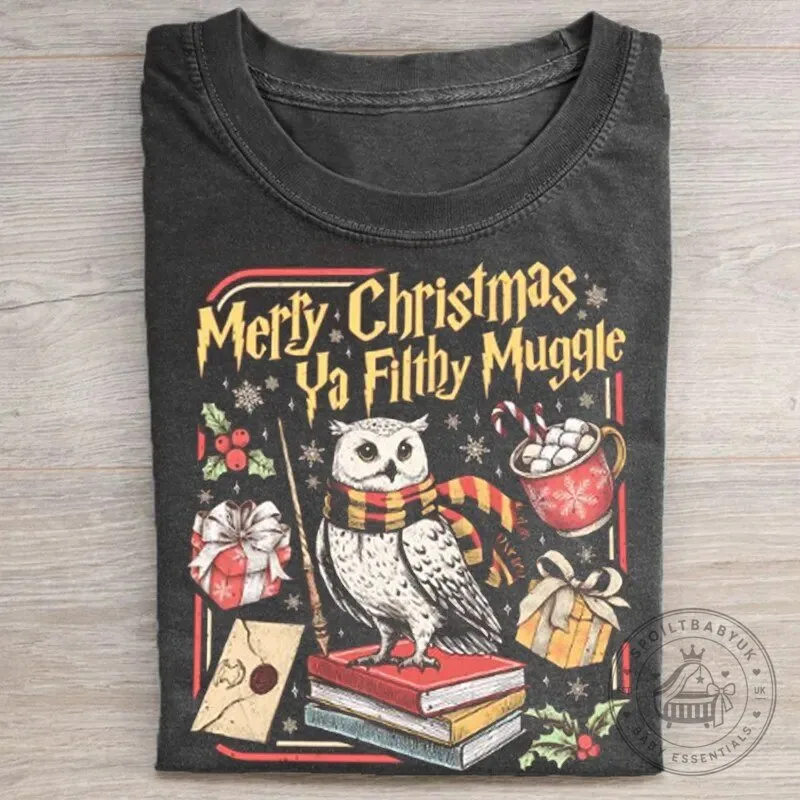 Merry Christmas Ya Filthy Muggle Harry Potter Owl T-Shirt