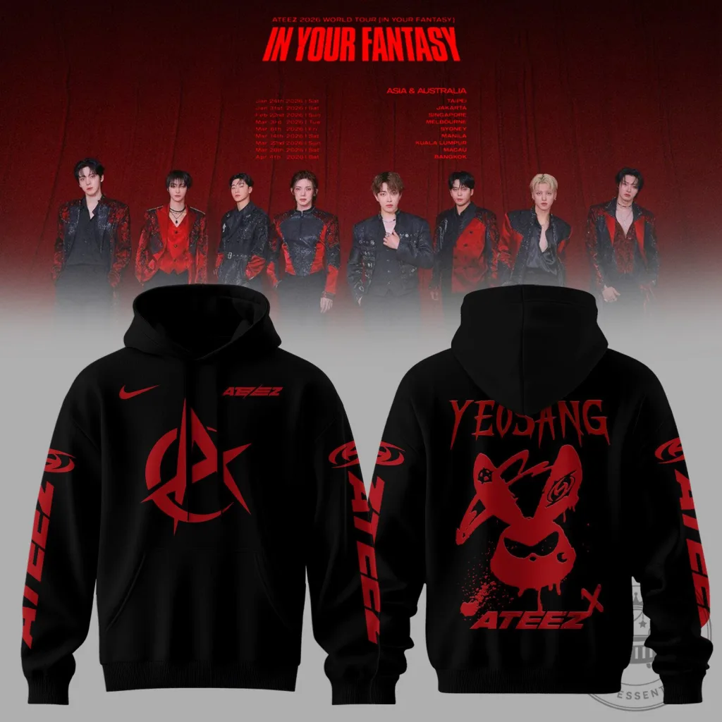 Ateez In Your Fantasy World Tour 2026 K-Pop Music Fan Hoodie Ateez In Your Fantasy World Tour 2026 K-Pop Music Fan Hoodie