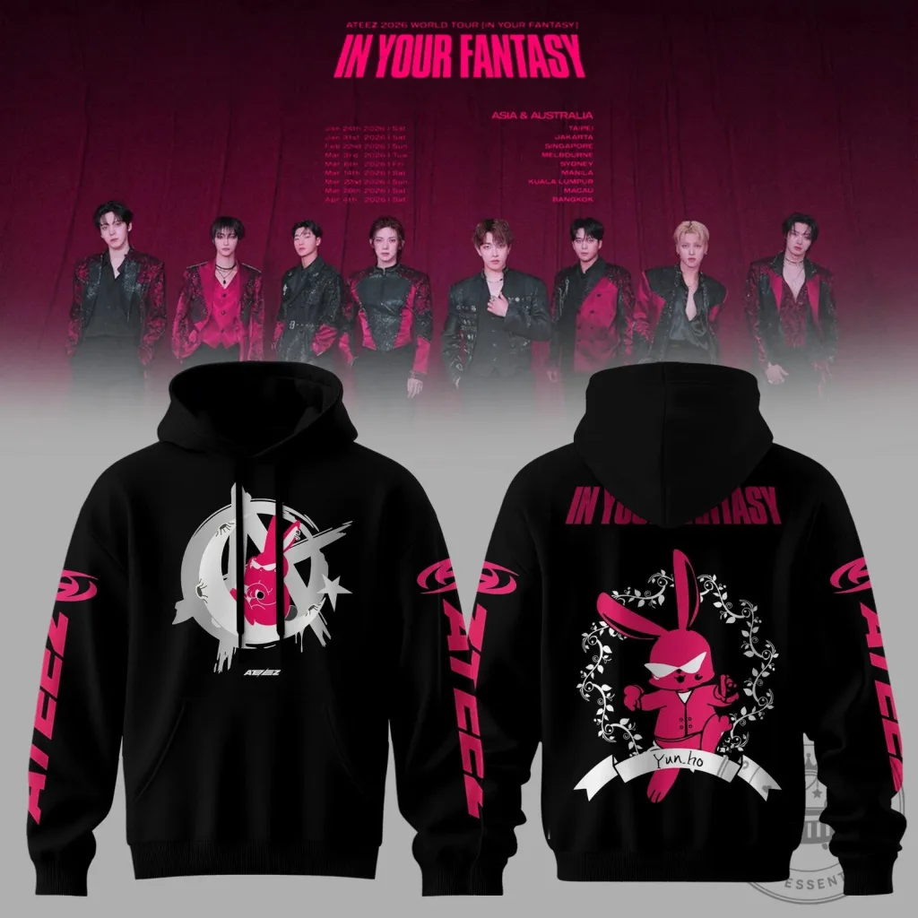 Ateez In Your Fantasy World Tour 2026 K-Pop Music Band Hoodie Ateez In Your Fantasy World Tour 2026 K-Pop Music Band Hoodie