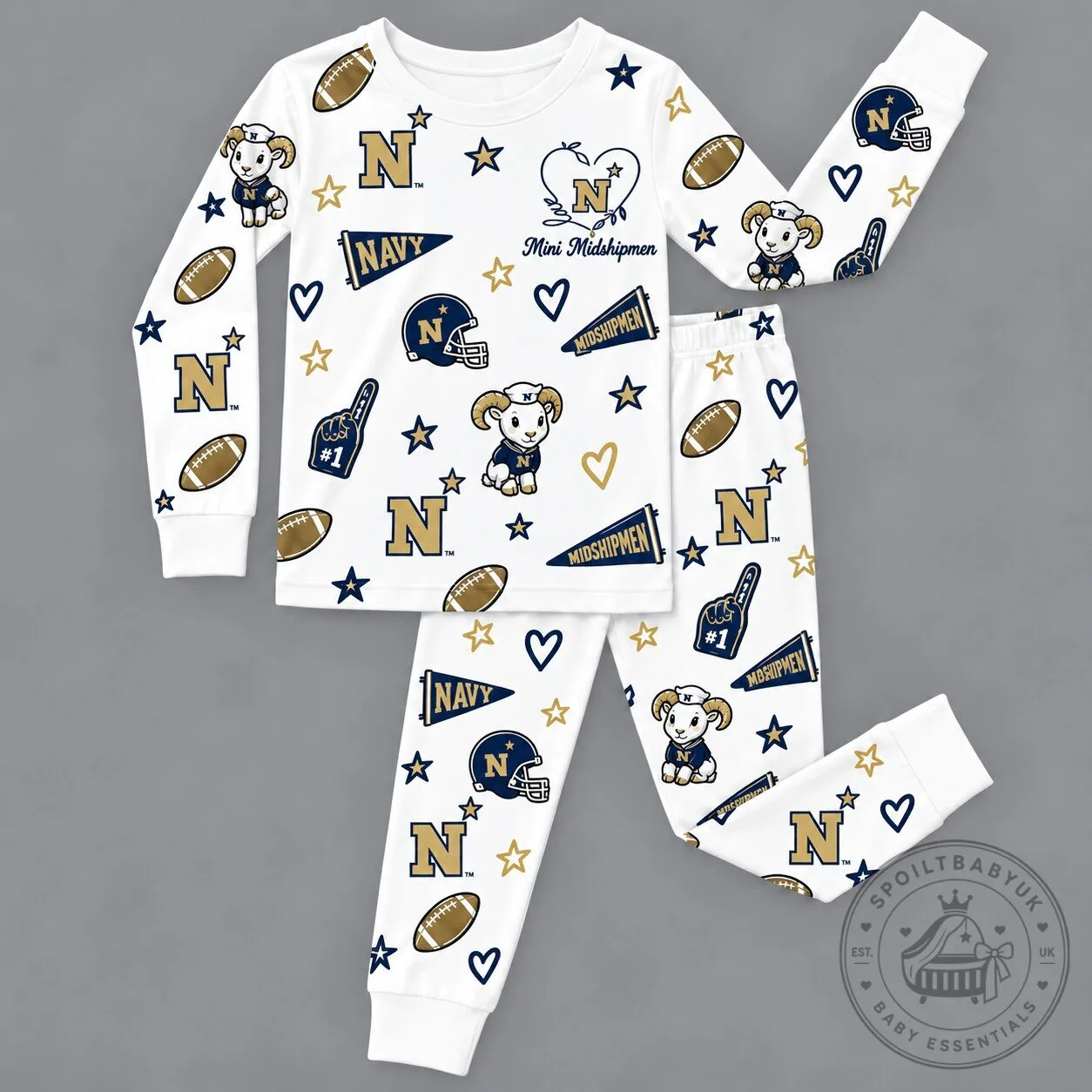 Navy Midshipmen Football Kids Pajama Set