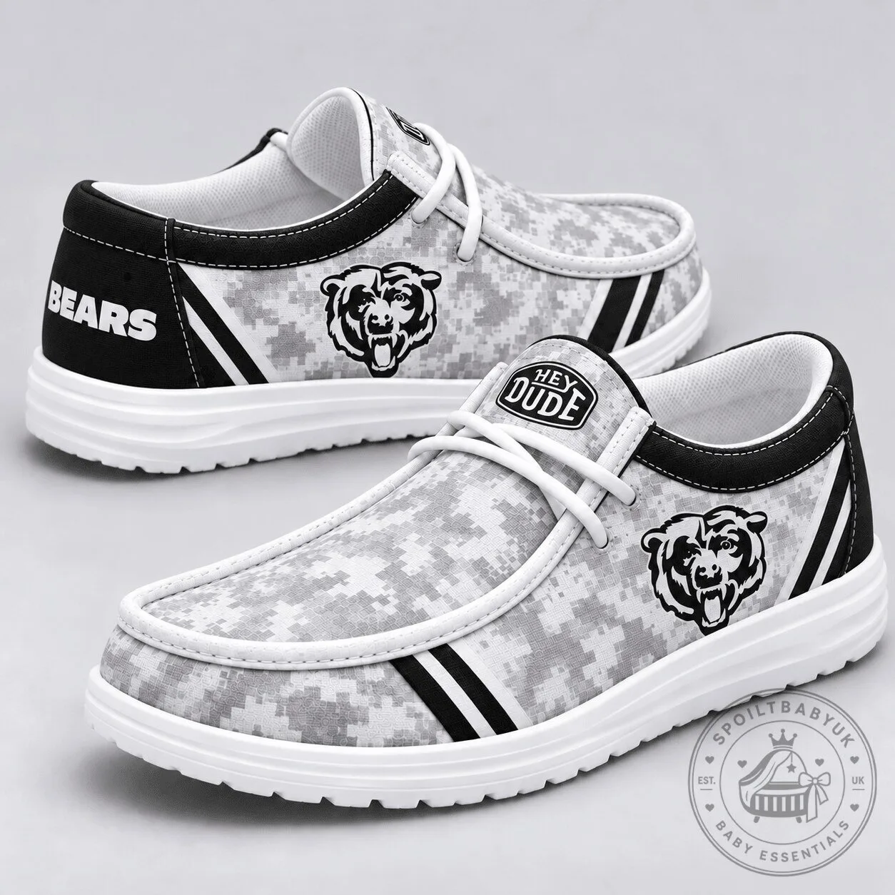 Chicago Bears NFL Team Logo Digital Camouflage Loafer Shoes