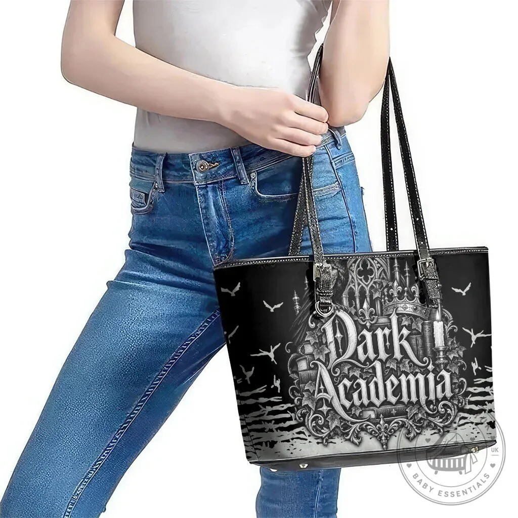 Dark Academia Gothic Literature Vintage Bookish Aesthetic Leather Tote Bag 12 Dark Academia Gothic Literature Vintage Bookish Aesthetic Leather Tote Bag