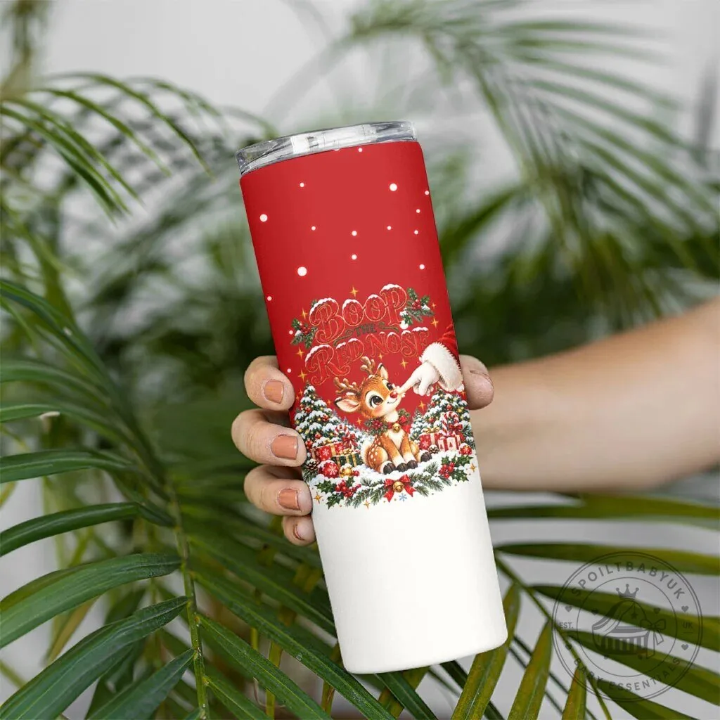Cute Reindeer Boop Red Nose Christmas Skinny Tumbler Festive Winter Snow 9 Cute Reindeer Boop Red Nose Christmas Skinny Tumbler Festive Winter Snow