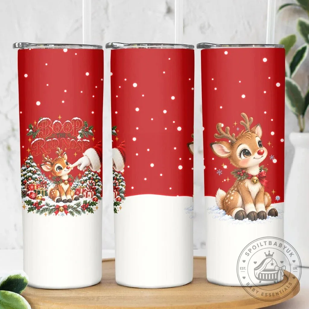 Cute Reindeer Boop Red Nose Christmas Skinny Tumbler Festive Winter Snow 10 Cute Reindeer Boop Red Nose Christmas Skinny Tumbler Festive Winter Snow