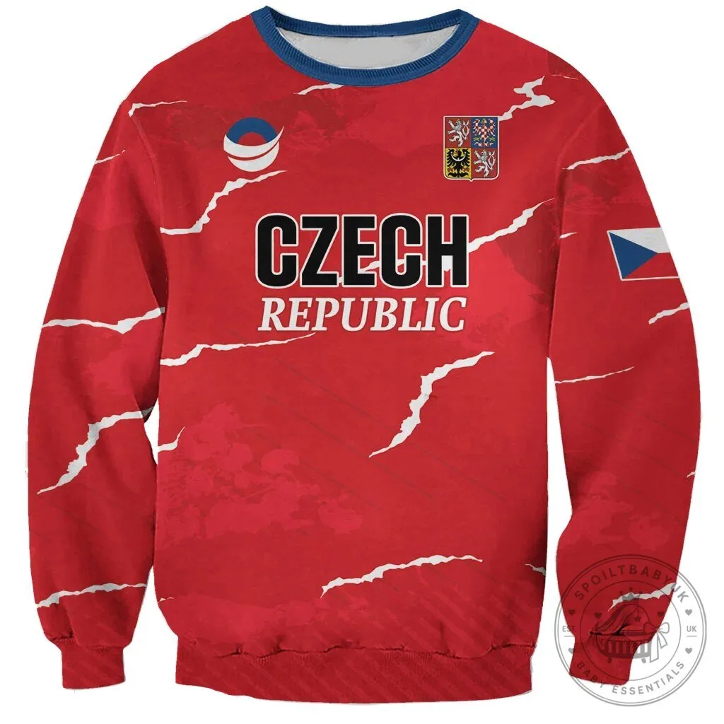 Czech Republic National Team Handball Red White Stripes Sports Fan Sweatshirt 2 Czech Republic National Team Handball Red White Stripes Sports Fan Sweatshirt