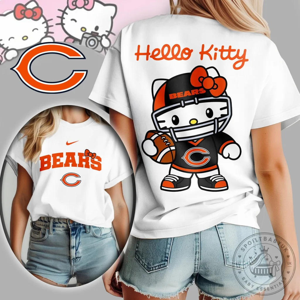 Chicago Bears Hello Kitty Football Player White Women's T-Shirt Chicago Bears Hello Kitty Football Player White Women's T-Shirt