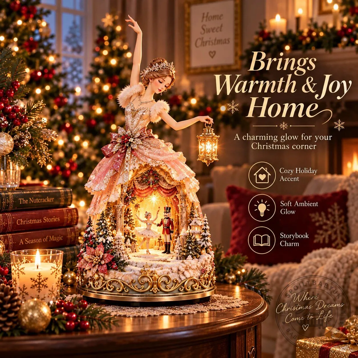 Elegant Winter Ballerina Story Lamp Christmas Tabletop Decor 9 Elegant Winter Ballerina Story Lamp Christmas Tabletop Decor
