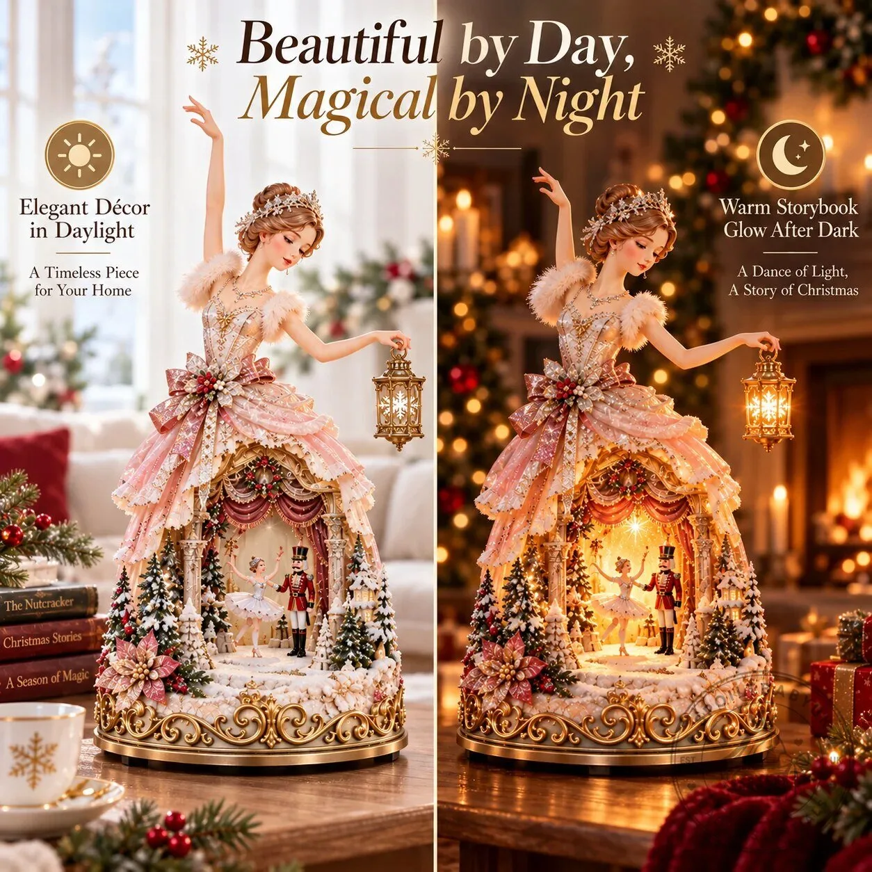 Elegant Winter Ballerina Story Lamp Christmas Tabletop Decor 13 Elegant Winter Ballerina Story Lamp Christmas Tabletop Decor