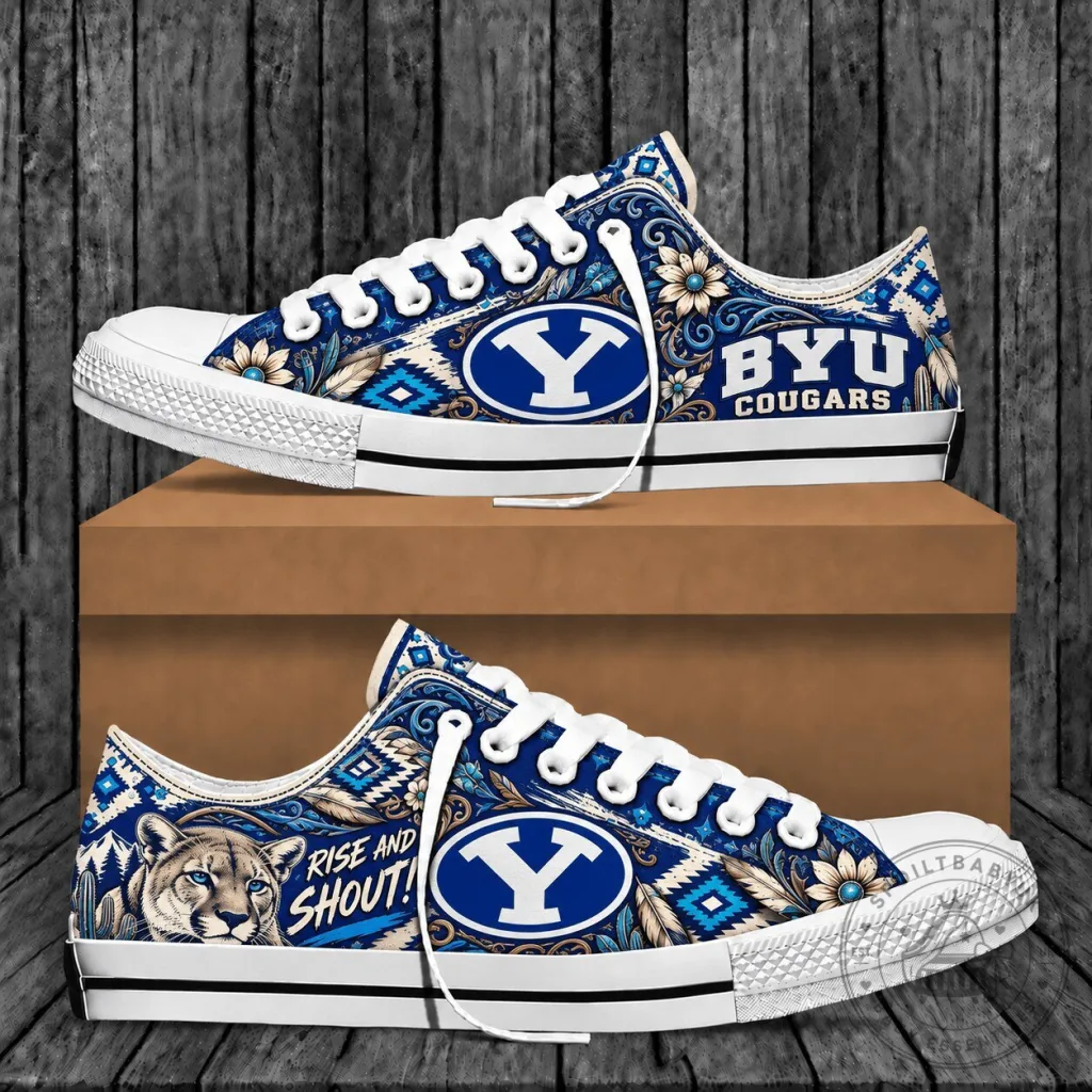 Brigham Young University Cougars Western Boho Low Top Canvas Shoes Brigham Young University Cougars Western Boho Low Top Canvas Shoes