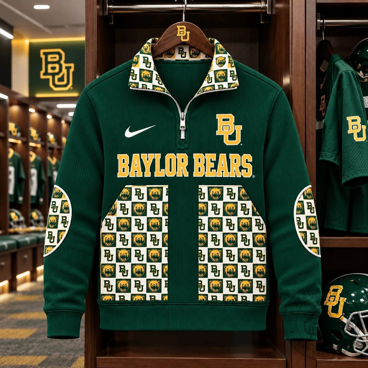 Baylor Bears Green and Gold Quarter-Zip Fleece Sweatshirt 2 Baylor Bears Green and Gold Quarter-Zip Fleece Sweatshirt
