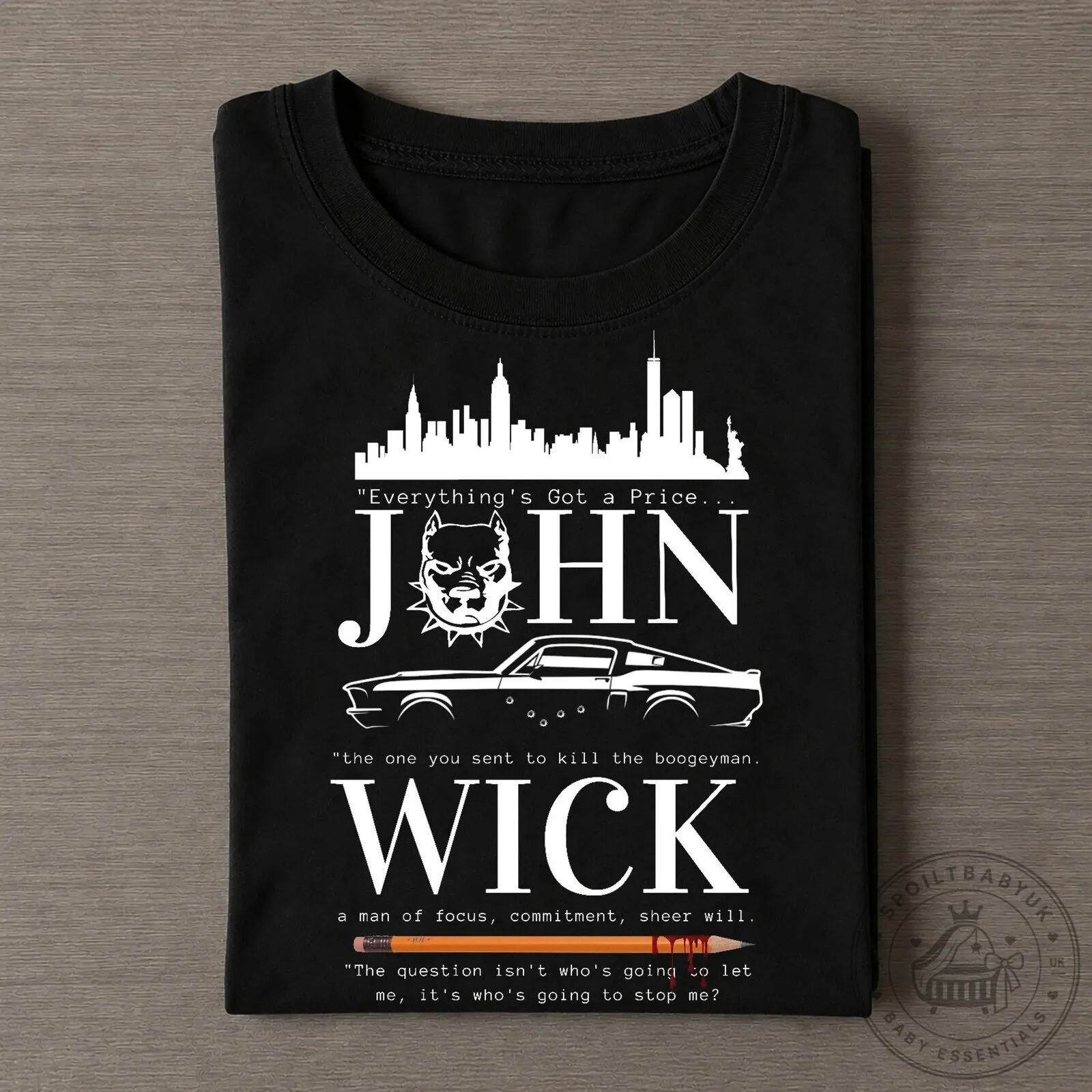 John Wick Movie Everything's Got A Price Quote Black Graphic T-Shirt