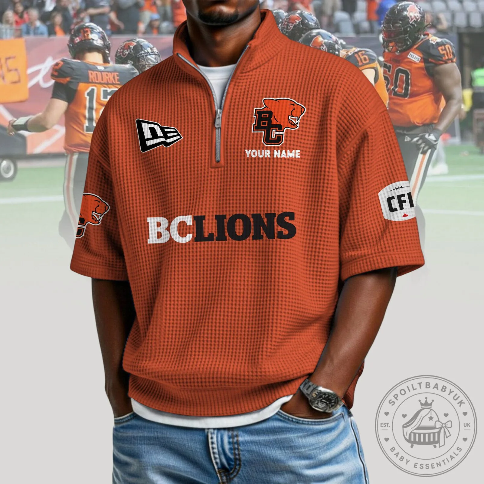 British Columbia Lions Football Team Quarter Zip Pullover Hoodie