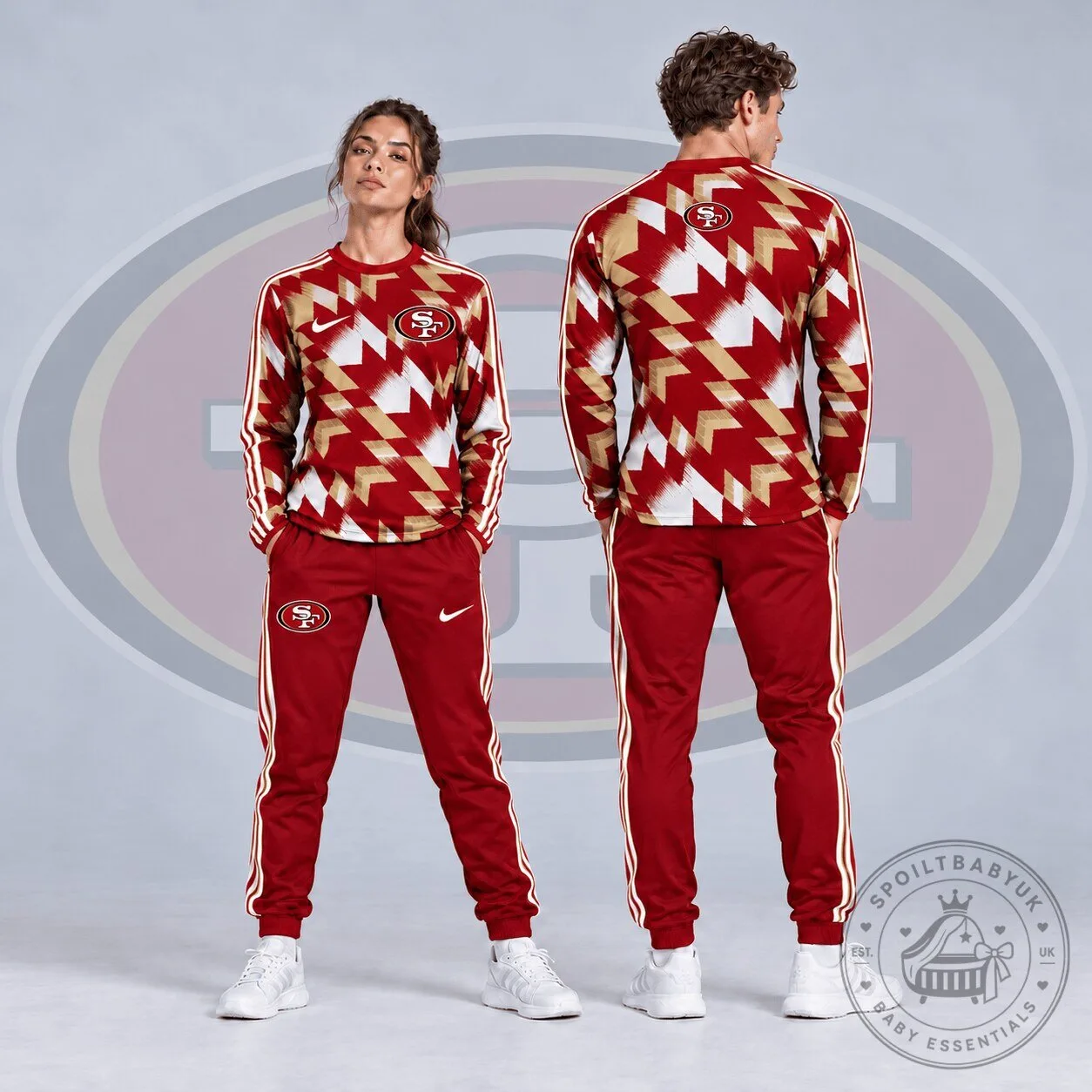 San Francisco 49ers NFL Abstract Zigzag Camo Long Sleeve Crewneck Sweatshirt
