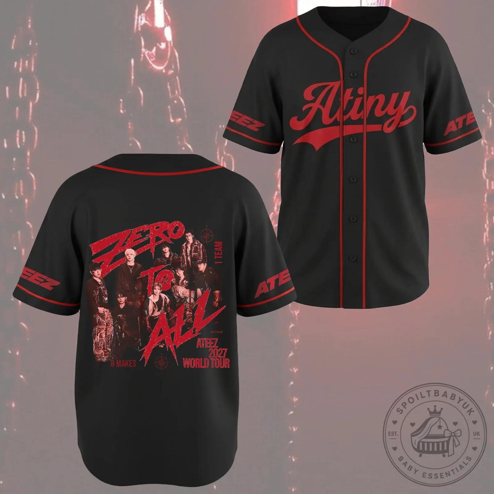 Ateez Zero To All World Tour Atiny Baseball Jersey