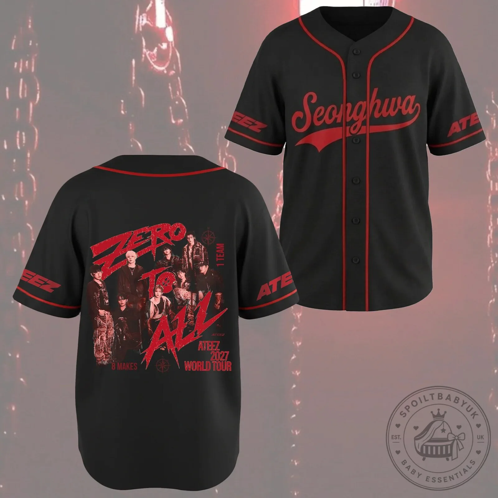 Ateez Zero To All World Tour Atiny Baseball Jersey 15 Ateez Zero To All World Tour Atiny Baseball Jersey