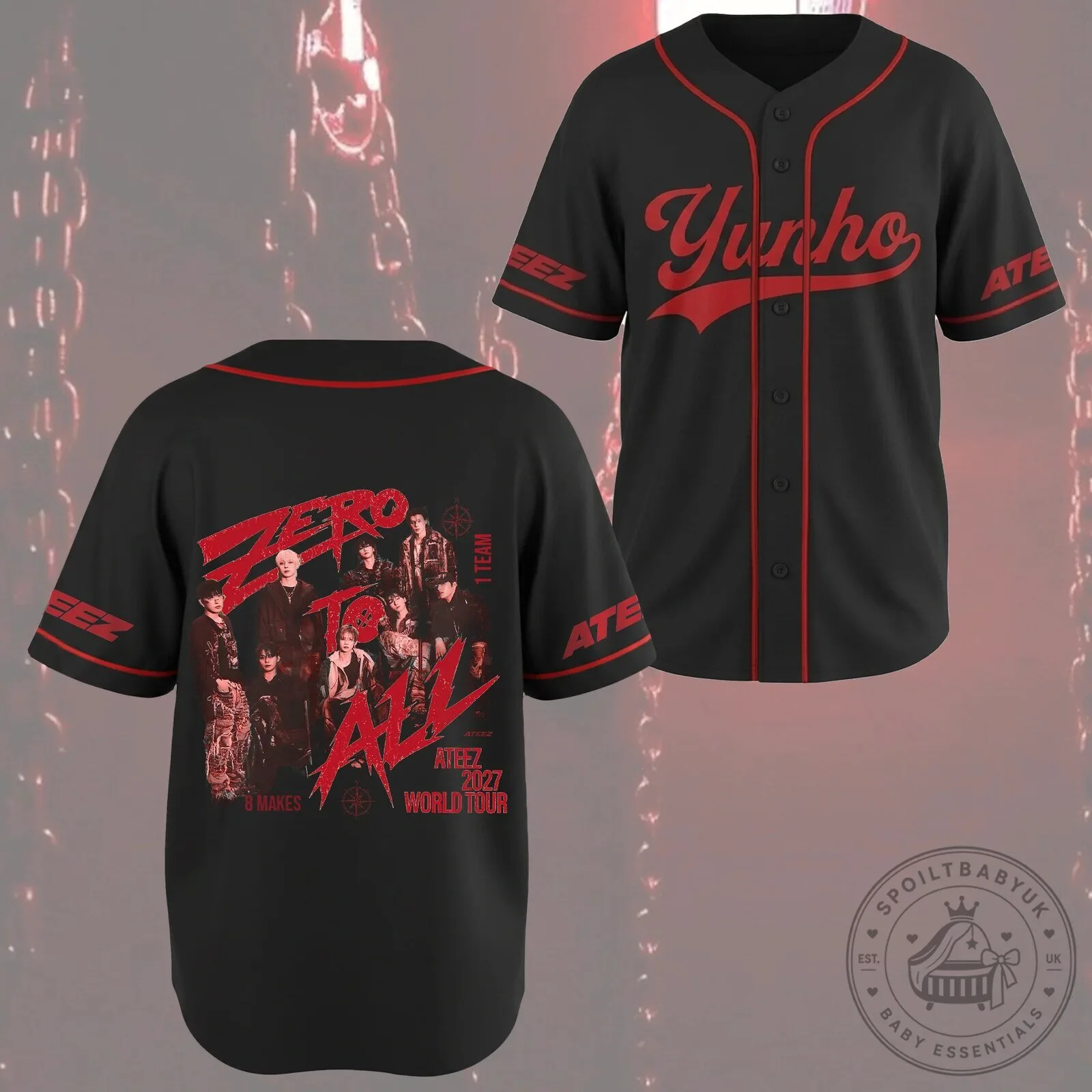 Ateez Zero To All World Tour Atiny Baseball Jersey 16 Ateez Zero To All World Tour Atiny Baseball Jersey