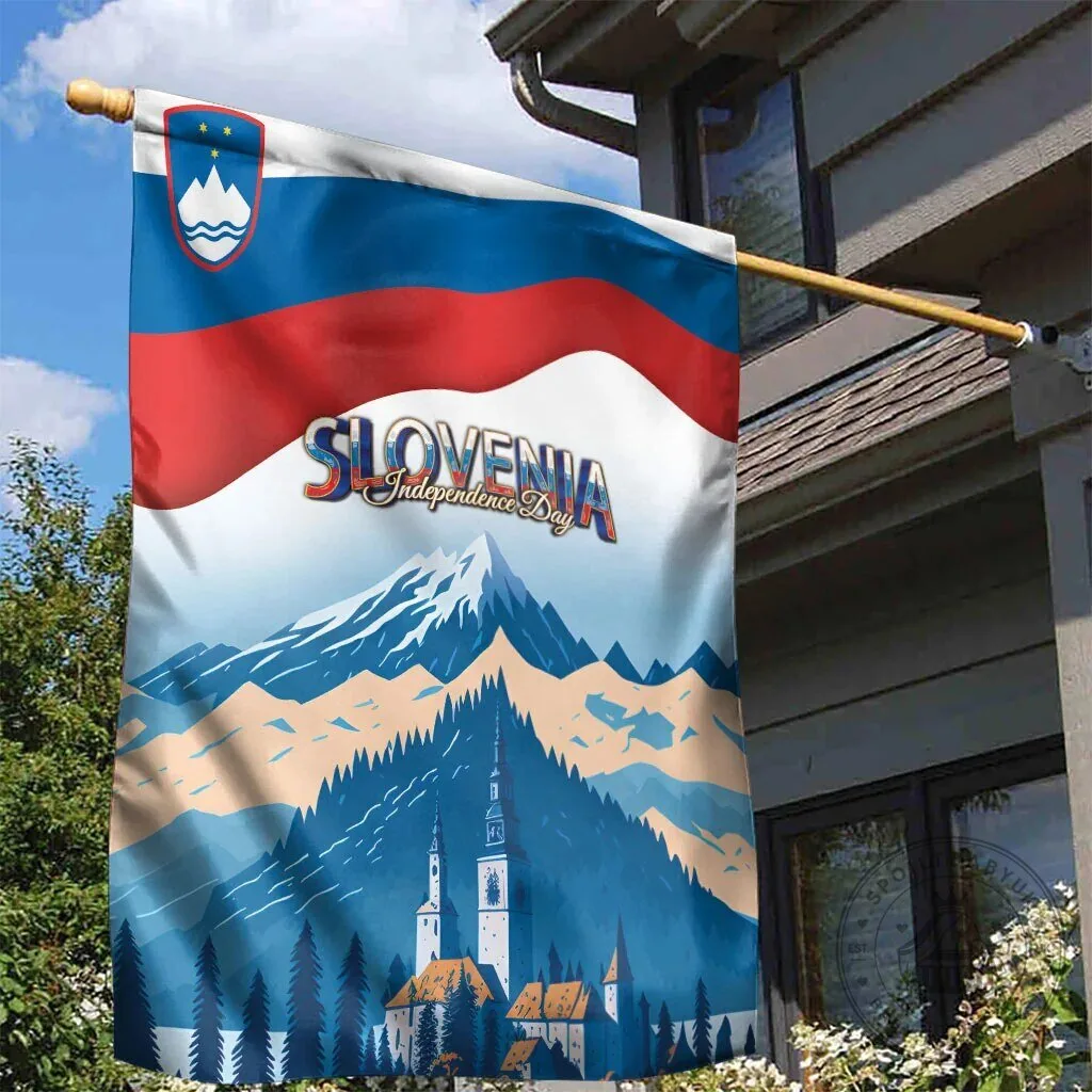 Slovenia Independence Day Lake Bled Julian Alps Landscape Flag 10 Slovenia Independence Day Lake Bled Julian Alps Landscape Flag