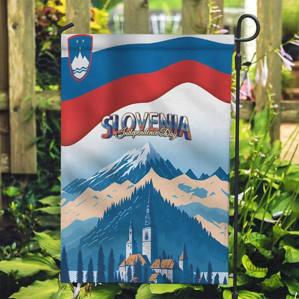 Slovenia Independence Day Lake Bled Julian Alps Landscape Flag 12 Slovenia Independence Day Lake Bled Julian Alps Landscape Flag