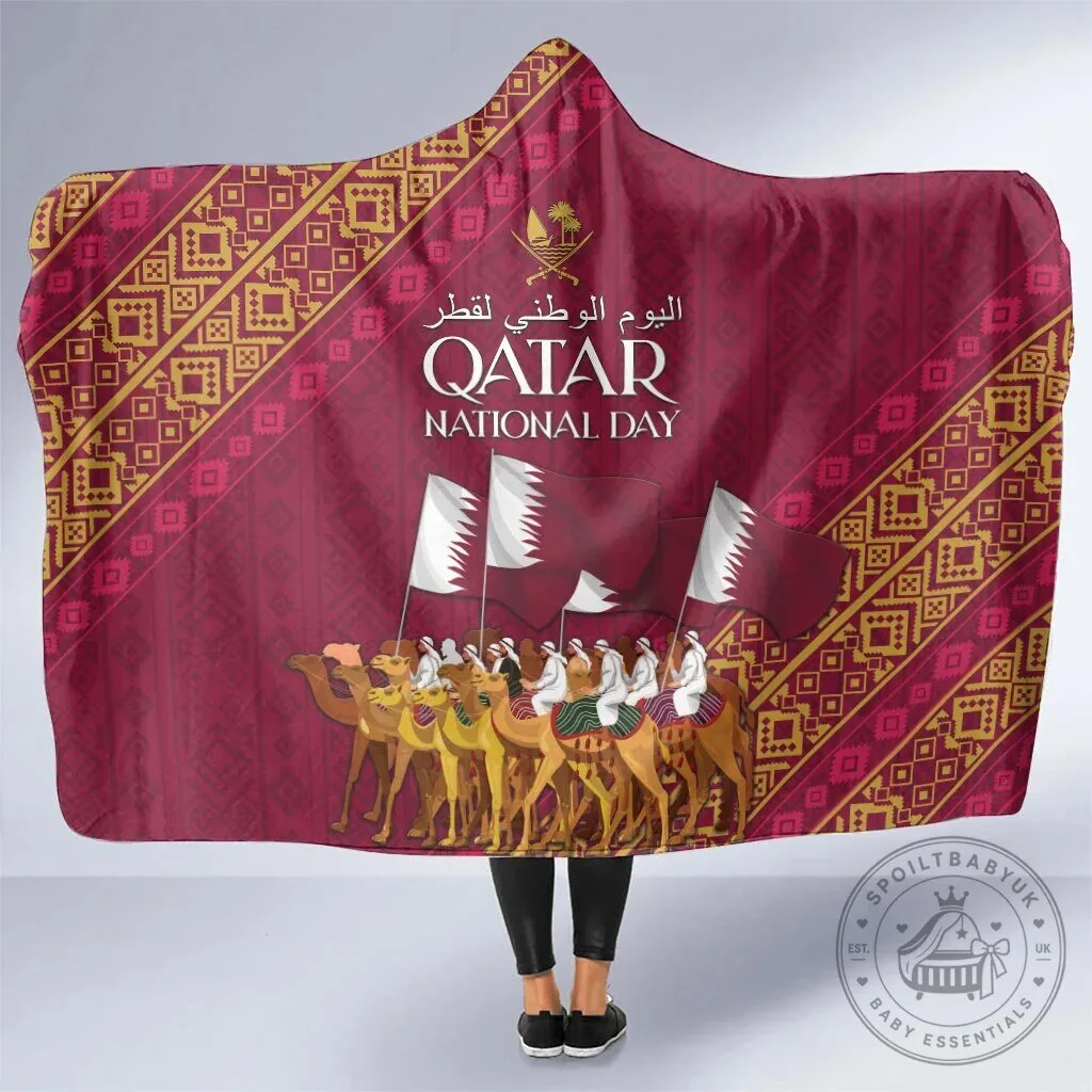 Qatar National Day Arabian Peninsula Camel Parade Hooded Blanket 5 Qatar National Day Arabian Peninsula Camel Parade Hooded Blanket
