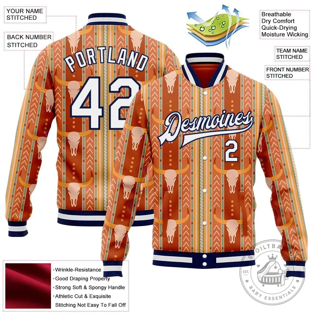 Custom Western Cow Skull Pattern Baseball Varsity Jacket 11 Custom Western Cow Skull Pattern Baseball Varsity Jacket