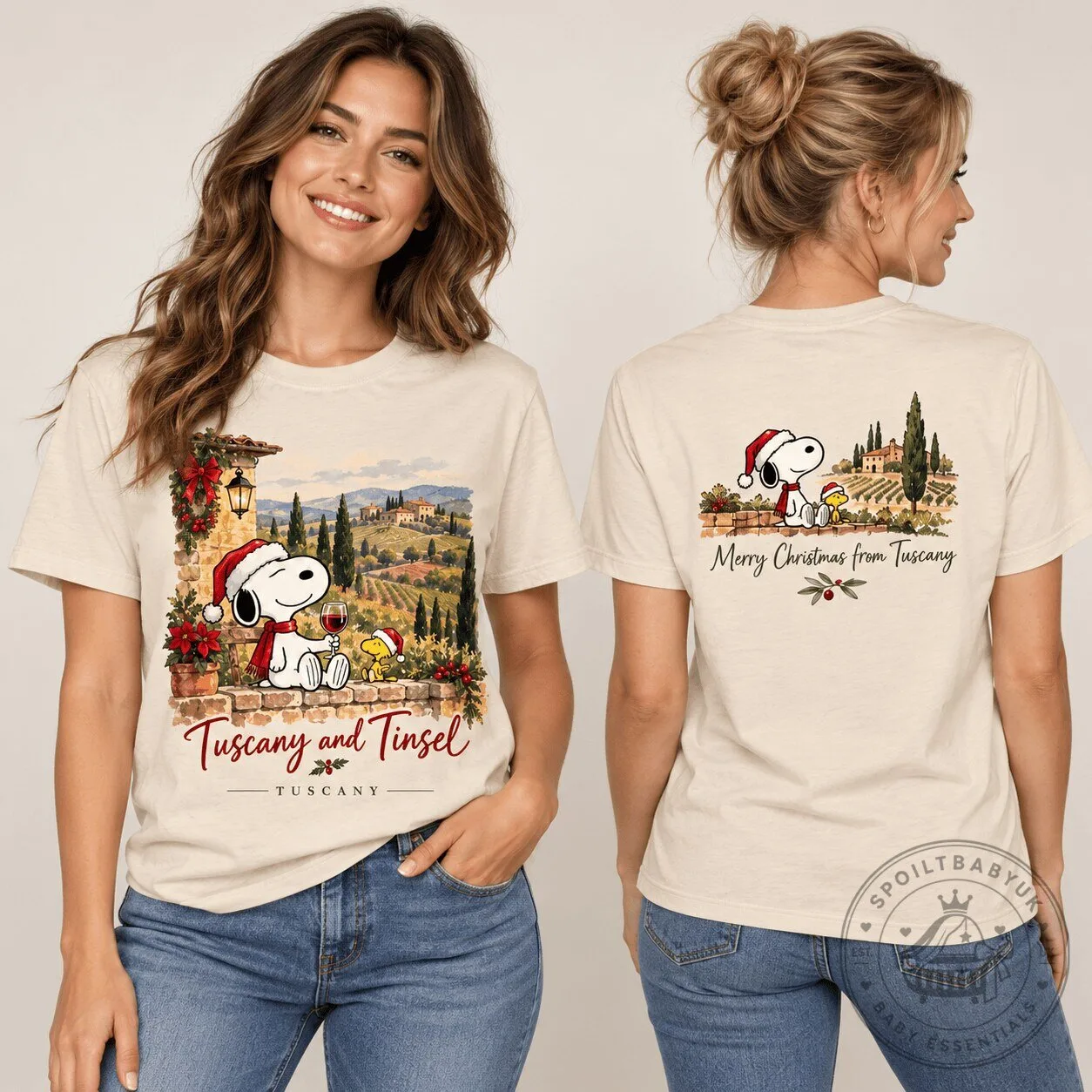 Snoopy Tuscany and Tinsel Merry Christmas Holiday Graphic T-Shirt 3 Snoopy Tuscany and Tinsel Merry Christmas Holiday Graphic T-Shirt