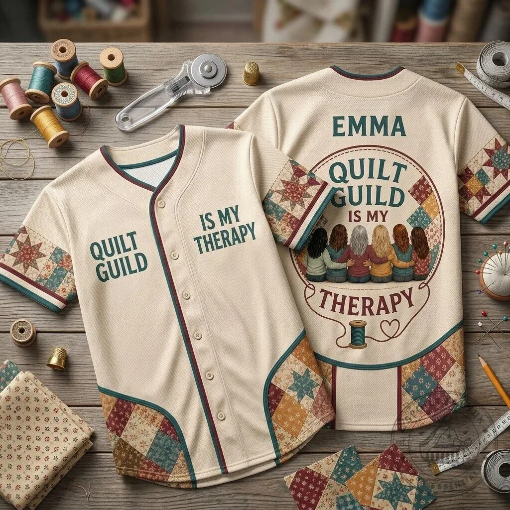 Personalized Quilt Guild Is My Therapy Baseball Jersey for Quilters 5 Personalized Quilt Guild Is My Therapy Baseball Jersey for Quilters