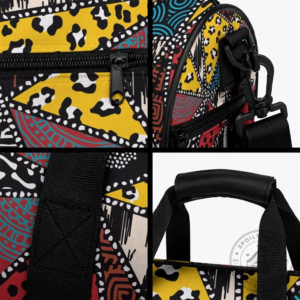 African Wild Animal Print Geometric Pattern Duffle Bag 8 African Wild Animal Print Geometric Pattern Duffle Bag