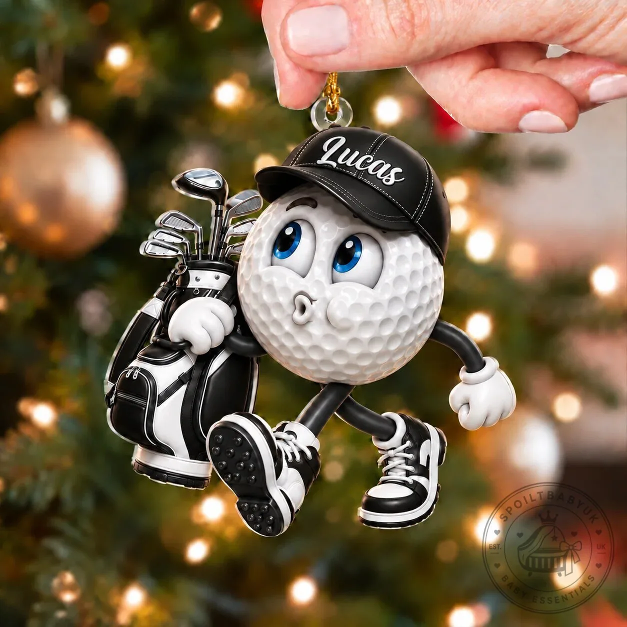 Personalized Golf Ball Character Acrylic Ornament, Custom Name Golfing Christmas Decoration 18 Personalized Golf Ball Character Acrylic Ornament, Custom Name Golfing Christmas Decoration