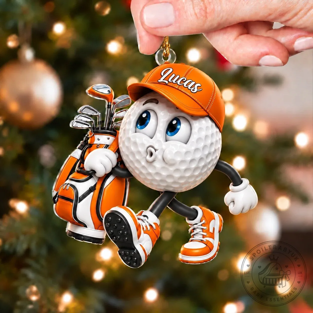 Personalized Golf Ball Character Acrylic Ornament, Custom Name Golfing Christmas Decoration 19 Personalized Golf Ball Character Acrylic Ornament, Custom Name Golfing Christmas Decoration
