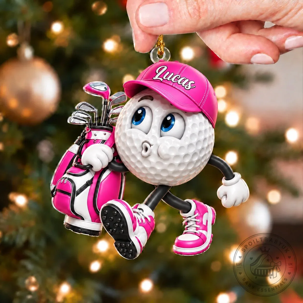 Personalized Golf Ball Character Acrylic Ornament, Custom Name Golfing Christmas Decoration 21 Personalized Golf Ball Character Acrylic Ornament, Custom Name Golfing Christmas Decoration