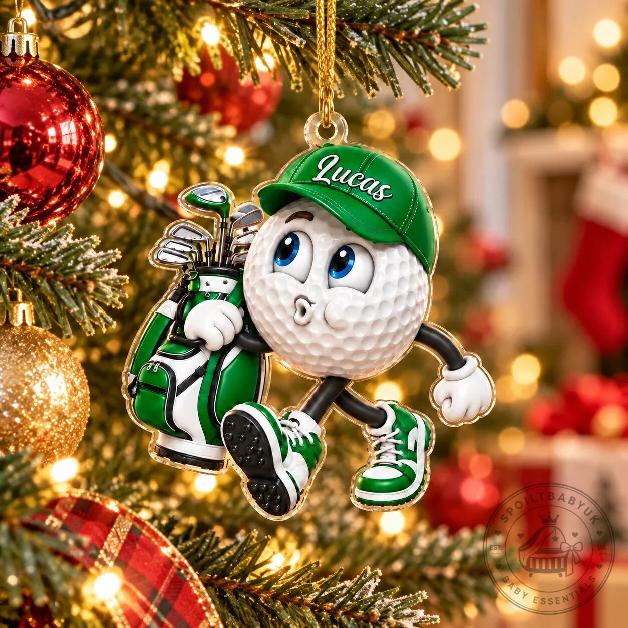 Personalized Golf Ball Character Acrylic Ornament, Custom Name Golfing Christmas Decoration 22 Personalized Golf Ball Character Acrylic Ornament, Custom Name Golfing Christmas Decoration