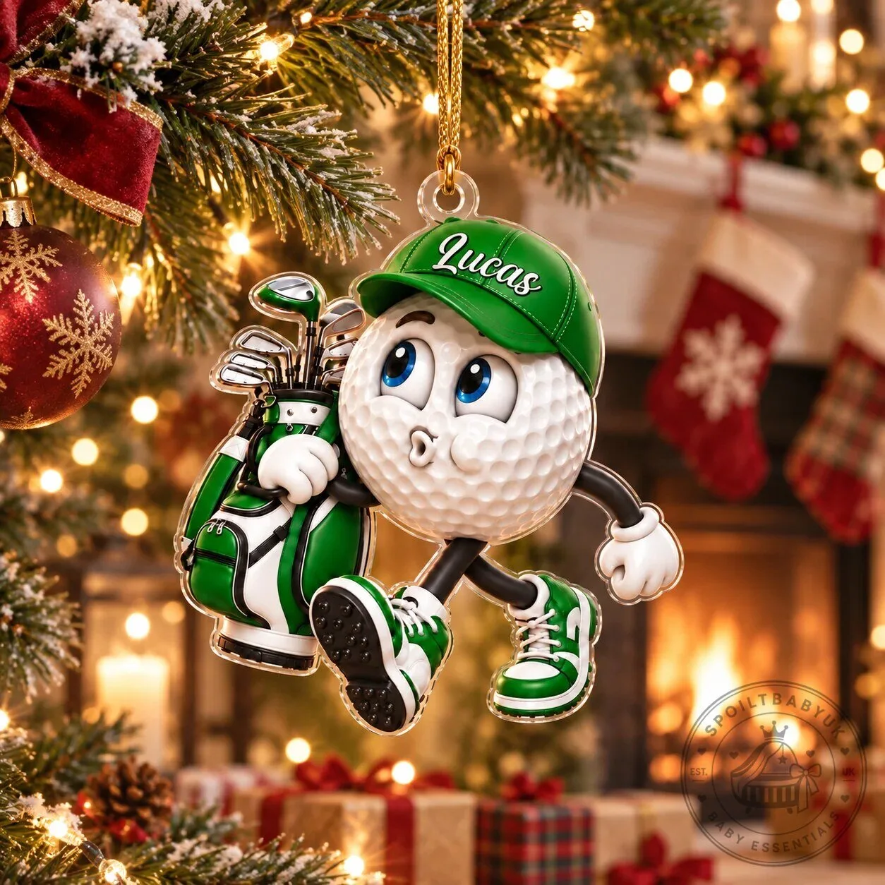 Personalized Golf Ball Character Acrylic Ornament, Custom Name Golfing Christmas Decoration 23 Personalized Golf Ball Character Acrylic Ornament, Custom Name Golfing Christmas Decoration