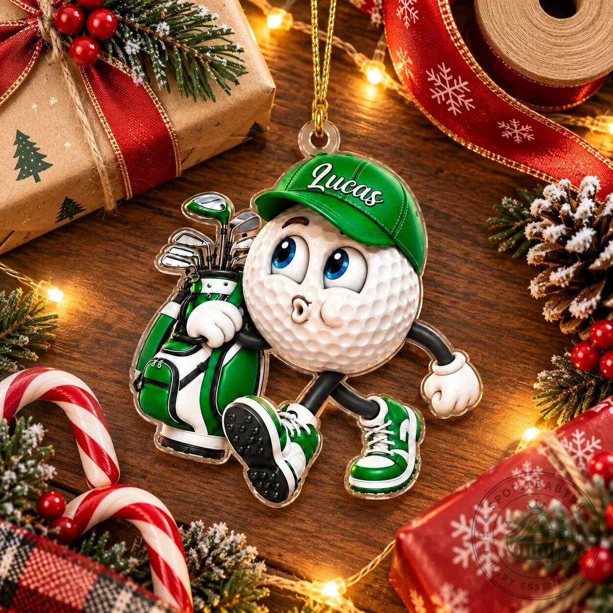 Personalized Golf Ball Character Acrylic Ornament, Custom Name Golfing Christmas Decoration 25 Personalized Golf Ball Character Acrylic Ornament, Custom Name Golfing Christmas Decoration