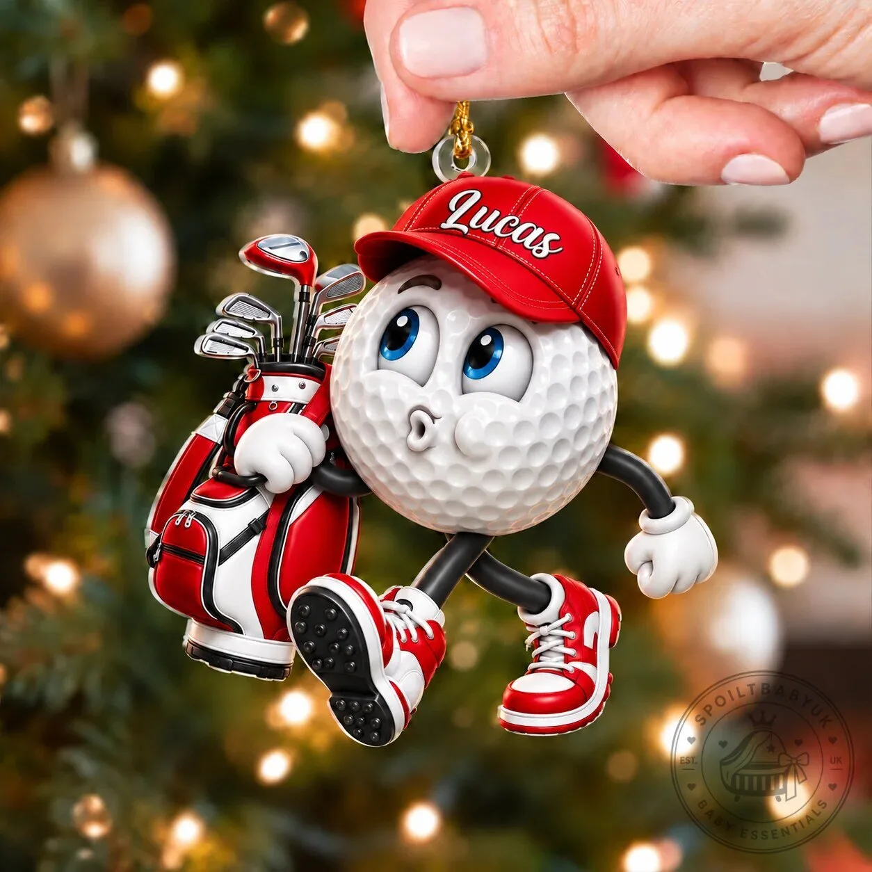 Personalized Golf Ball Character Acrylic Ornament, Custom Name Golfing Christmas Decoration 28 Personalized Golf Ball Character Acrylic Ornament, Custom Name Golfing Christmas Decoration